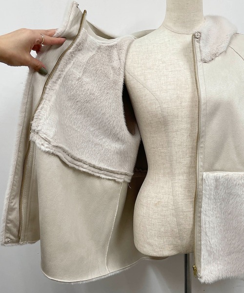 PICCIN（ピッチン）の「切り替えフェイクムートンコート（ムートンコート・レディース・ベージュ/モカ・M/L）」の10枚目の写真