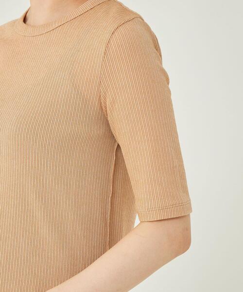 green label relaxing(グリーンレーベルリラクシング)の「ランダム テレコ 5分袖 カットソー(Tシャツ/カットソー・レディース・ブラック/ブラウン/オレンジ・FREE)」の8枚目の写真