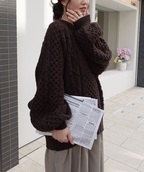 美品✨Whim Gazette ケーブルニット ボリュームスリーブ セール】ボリュームスリーブケーブルニット（ニット/セーター