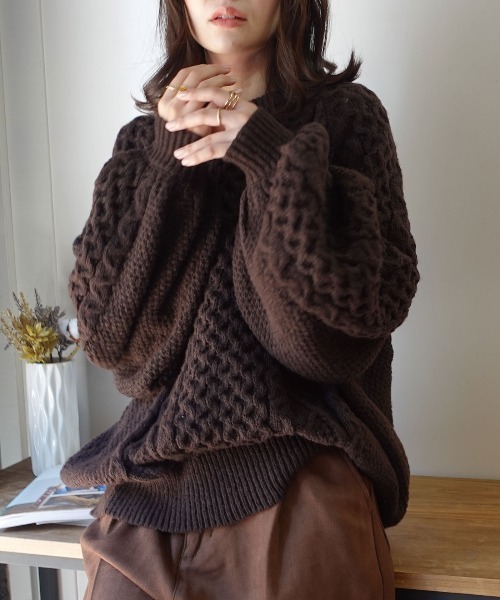 美品✨Whim Gazette ケーブルニット ボリュームスリーブ ボリュームスリーブケーブルニット[品番：TRIW0003296]｜CORNERS