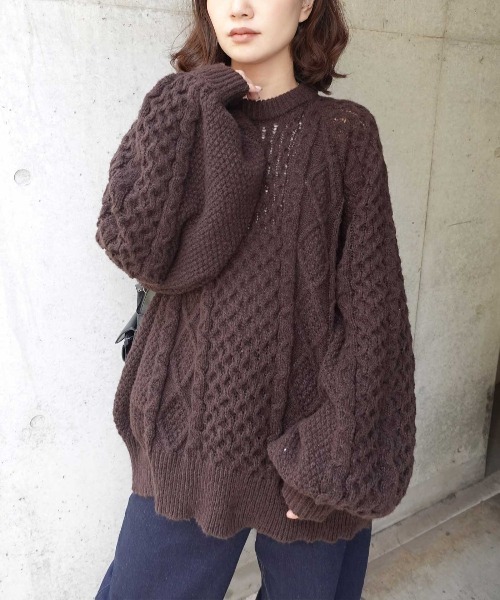 美品✨Whim Gazette ケーブルニット ボリュームスリーブ CORNERS｜ボリュームスリーブケーブルニット | Rakuten Fashion(楽天