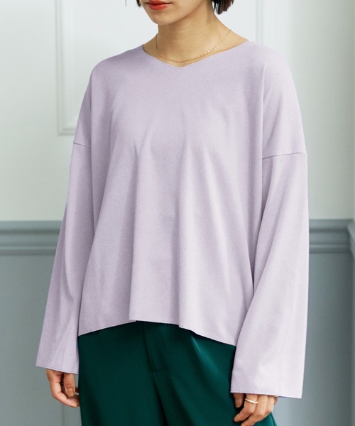 coca(coca)(コカ)の「さらさらタッチカットオフトップス(Tシャツ/カットソー・レディース・チャコールグレー/パープル/オレンジ/アイボリー・M/L)」の4枚目の写真