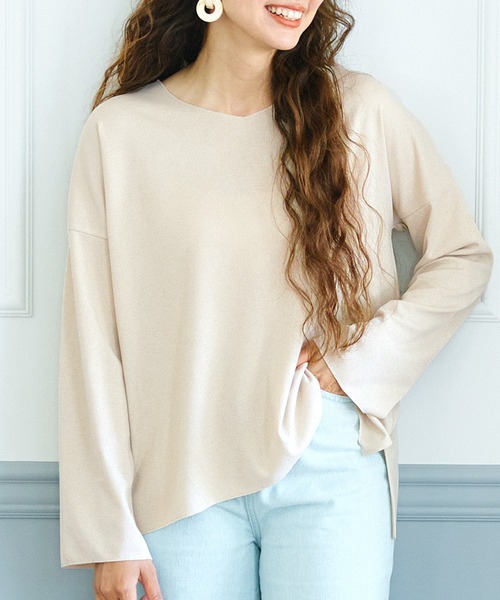 coca(coca)(コカ)の「さらさらタッチカットオフトップス(Tシャツ/カットソー・レディース・チャコールグレー/パープル/オレンジ/アイボリー・M/L)」の2枚目の写真