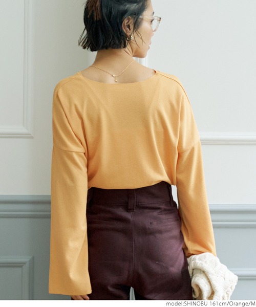 coca(coca)(コカ)の「さらさらタッチカットオフトップス(Tシャツ/カットソー・レディース・チャコールグレー/パープル/オレンジ/アイボリー・M/L)」の7枚目の写真
