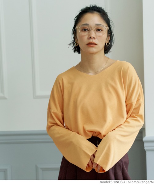 coca(coca)(コカ)の「さらさらタッチカットオフトップス(Tシャツ/カットソー・レディース・チャコールグレー/パープル/オレンジ/アイボリー・M/L)」の6枚目の写真