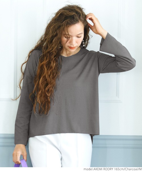 coca(coca)(コカ)の「さらさらタッチカットオフトップス(Tシャツ/カットソー・レディース・チャコールグレー/パープル/オレンジ/アイボリー・M/L)」の17枚目の写真