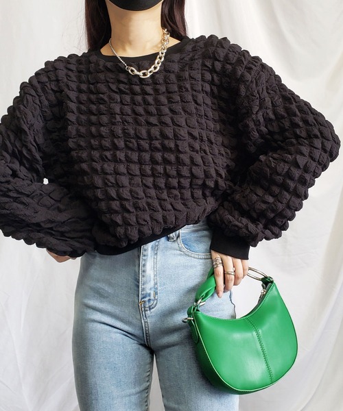 me+em select（ミームセレクト）の「【 2way 】ハーフムーンチェーンハンドバッグ【 ショルダーストラップ付属 】（ハンドバッグ・レディース・ブラック/グリーン/ダークベージュ/アイボリー/ブルー・FREE）」の12枚目の写真