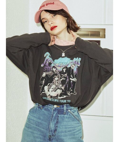 jouetie（ジュエティ）の「グランジオーバーロンT（Tシャツ/カットソー・レディース・ブラック/アイボリー/パープル・MEDIUM）」の2枚目の写真