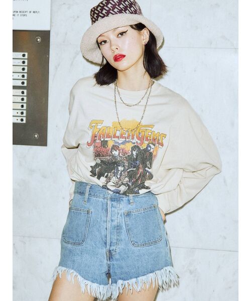 jouetie（ジュエティ）の「グランジオーバーロンT（Tシャツ/カットソー・レディース・ブラック/アイボリー/パープル・MEDIUM）」の5枚目の写真