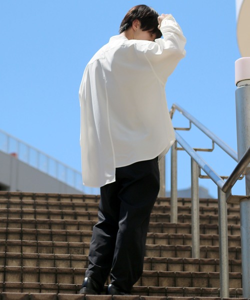 SITRY(シトリー)の「wide silhouette pin tuck Band Collar shirt/ワイドシルエット ピンタック バンドカラー シャツ(シャツ/ブラウス・メンズ・ブラック/オフホワイト/グレイッシュベージュ・M/L)」の20枚目の写真