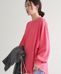 カラーワッフルボリュームスリーブロングTシャツ