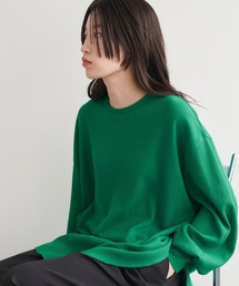 カラーワッフルボリュームスリーブロングTシャツ