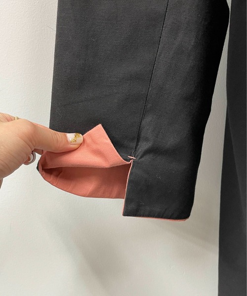 PICCIN（ピッチン）の「袖口配色ロングコート（その他アウター・レディース・ブラック/カーキ・M）」の7枚目の写真