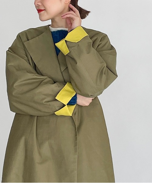 PICCIN（ピッチン）の「袖口配色ロングコート（その他アウター・レディース・ブラック/カーキ・M）」の19枚目の写真