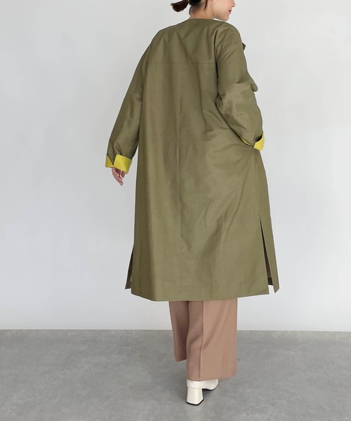 PICCIN（ピッチン）の「袖口配色ロングコート（その他アウター・レディース・ブラック/カーキ・M）」の15枚目の写真