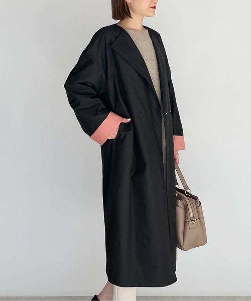 PICCIN（ピッチン）の「袖口配色ロングコート（その他アウター・レディース・ブラック/カーキ・M）」の13枚目の写真