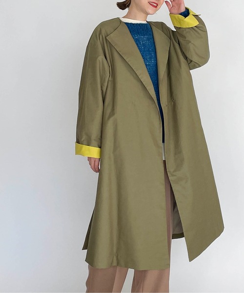 PICCIN（ピッチン）の「袖口配色ロングコート（その他アウター・レディース・ブラック/カーキ・M）」の14枚目の写真