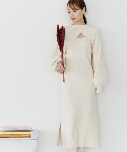 mysty woman(ミスティウーマン)の「マルチWAYツインボレロワンピース 166177(ワンピース・レディース・ブラック/ブラウン/アイボリー・FREE)」の2枚目の写真