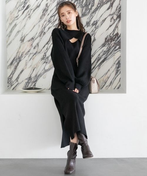 mysty woman(ミスティウーマン)の「マルチWAYツインボレロワンピース 166177(ワンピース・レディース・ブラック/ブラウン/アイボリー・FREE)」の3枚目の写真