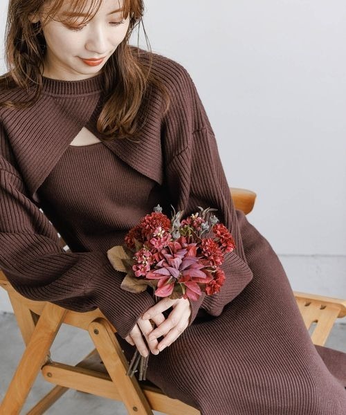 mysty woman(ミスティウーマン)の「マルチWAYツインボレロワンピース 166177(ワンピース・レディース・ブラック/ブラウン/アイボリー・FREE)」の4枚目の写真