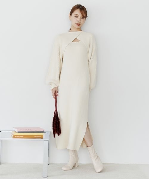 mysty woman(ミスティウーマン)の「マルチWAYツインボレロワンピース 166177(ワンピース・レディース・ブラック/ブラウン/アイボリー・FREE)」の6枚目の写真