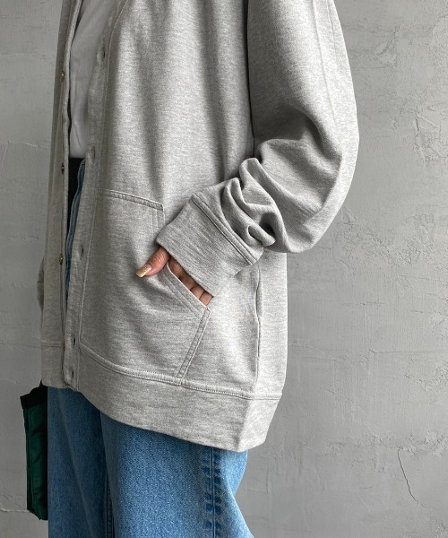 CHUMS（チャムス）の「[CHUMS/チャムス] キーストーンワンポイントロゴ スウェットカーディガン（カーディガン/ボレロ・レディース・ブラック/グレー/ベージュ・M/L/XL）」の10枚目の写真