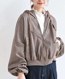 スウェードポンチボリューム袖ZIPブルゾン