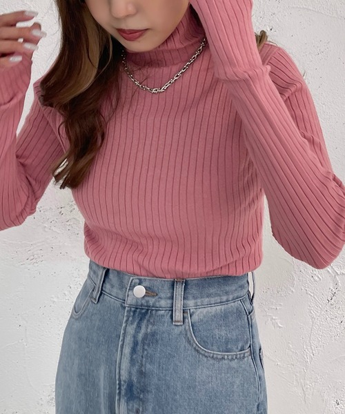 apres jour mignon（アプレジュールミニョン）の「タートルネックフィンガーホールニット【ZOZOTOWN限定アイテム】（ニット/セーター・レディース・オレンジ/グリーン/ブルー/アイボリー/ブラック/グリーン系その他/ピンク/ブルー系その他/レッド・X-LARGE/フリー）」の21枚目の写真