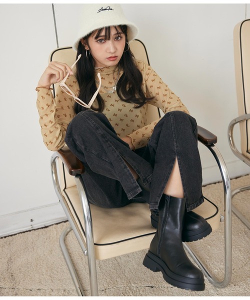 ANAP GiRL(アナップガール)の「サイドゴアブーツ(ブーツ・キッズ・ブラック・S/L/M)」の2枚目の写真