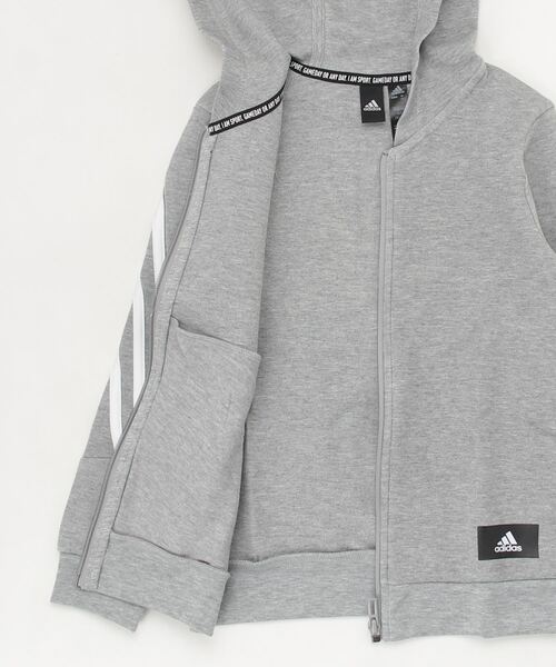 adidas（アディダス）の「adidas/アディダス キッズ パーカー TX023（パーカー・キッズ・グレー/ブラック・130cm/140cm/160cm/150cm）」の4枚目の写真