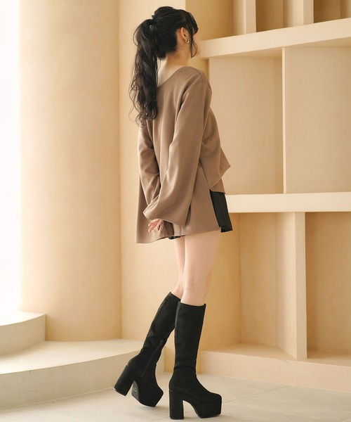 厚底ストレッチフィットロングブーツ（ブーツ）｜Newlyme