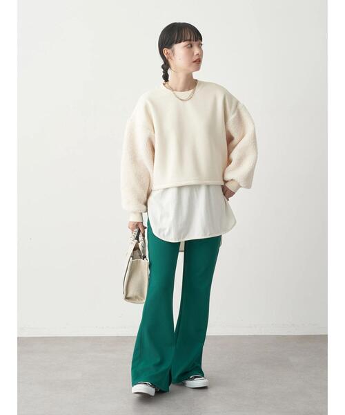 earth music&ecology（アースミュージックアンドエコロジー）の「ボアスリーブプルオーバー（スウェット・レディース・チャコールグレー/サックスブルー/アイボリー/オレンジ・FREE）」の20枚目の写真