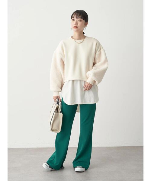 earth music&ecology（アースミュージックアンドエコロジー）の「ボアスリーブプルオーバー（スウェット・レディース・チャコールグレー/サックスブルー/アイボリー/オレンジ・FREE）」の21枚目の写真