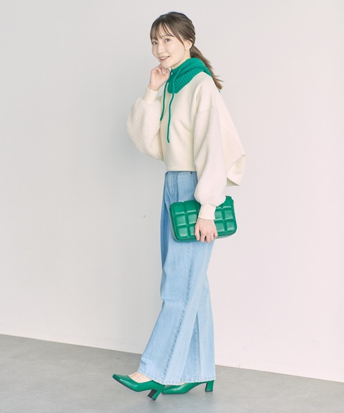 earth music&ecology（アースミュージックアンドエコロジー）の「ボアスリーブプルオーバー（スウェット・レディース・チャコールグレー/サックスブルー/アイボリー/オレンジ・FREE）」の6枚目の写真