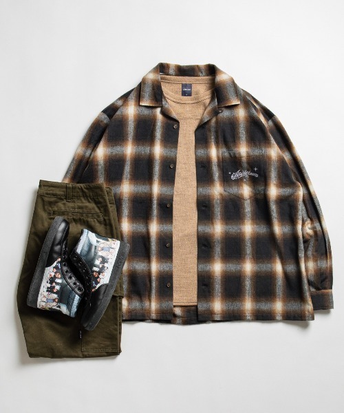APPLEBUM(アップルバム)の「Ombre Check Oversize Shirt(シャツ/ブラウス・メンズ・ブラック/ネイビー/ブラウン・MEDIUM/X-LARGE/LARGE)」の2枚目の写真