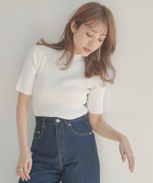 N WITH.（エヌウィズ）の「バックボタンランダムニット（ニット/セーター・レディース・モカ/ホワイト/ブルー/ブラック・FREE）」の2枚目の写真