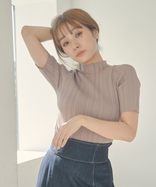 N WITH.（エヌウィズ）の「バックボタンランダムニット（ニット/セーター・レディース・モカ/ホワイト/ブルー/ブラック・FREE）」の4枚目の写真