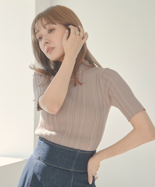 N WITH.（エヌウィズ）の「バックボタンランダムニット（ニット/セーター・レディース・モカ/ホワイト/ブルー/ブラック・FREE）」の6枚目の写真