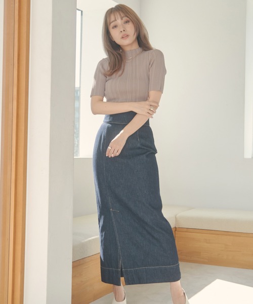 N WITH.（エヌウィズ）の「バックボタンランダムニット（ニット/セーター・レディース・モカ/ホワイト/ブルー/ブラック・FREE）」の8枚目の写真