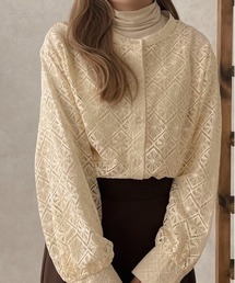 【apres jour clair】レースバンドカラーシャツ【ZOZOTOWN限定アイテム】