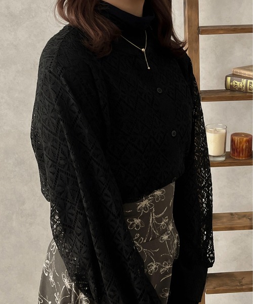 apres jour clair(アプレジュールクレア)の「【apres jour clair】レースバンドカラーシャツ【ZOZOTOWN限定アイテム】(シャツ/ブラウス・レディース・アイボリー/ブラック・X-LARGE/フリー)」の7枚目の写真
