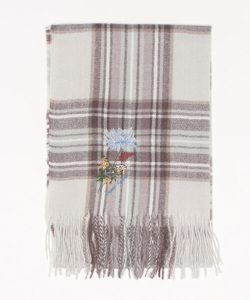 SUPER HAKKA（スーパーハッカ）の「ダリア刺繍チェックストール（ストール/ショール・レディース・ライトブルー/ピンク/ブラック・FREE）」の3枚目の写真