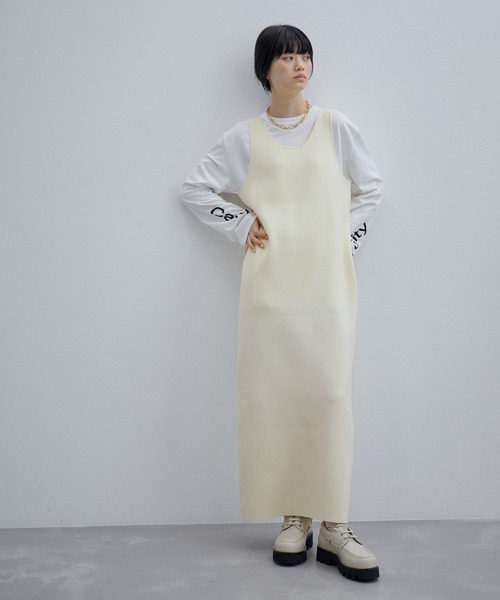 ADAM ET ROPE'（アダムエロペ）の「【セットアップ対応】ニットジャンパースカート（ワンピース・レディース・ホワイト/グレー・FREE）」の22枚目の写真