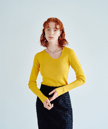 Wave Neckline Knit Tops(ウェーブネックニットトップス)