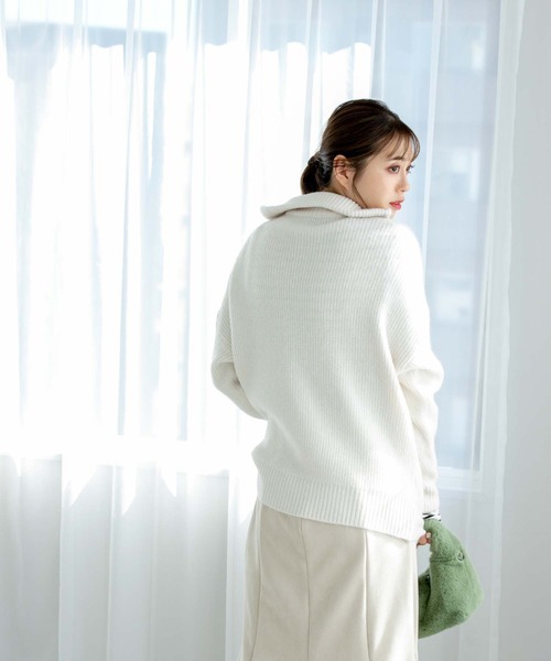 fifth（フィフス）の「ハーフジップケーブルニット（ニット/セーター・レディース・ブラック/オフホワイト・M）」の19枚目の写真