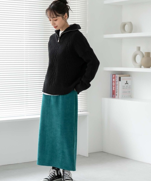 fifth（フィフス）の「ハーフジップケーブルニット（ニット/セーター・レディース・ブラック/オフホワイト・M）」の4枚目の写真