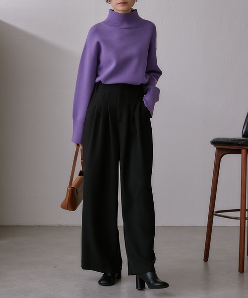 Lui's（ルイス）の「ボリュームタックワイドパンツ（スラックス・レディース・ブルー/ブラック/グレー・FREE）」の16枚目の写真