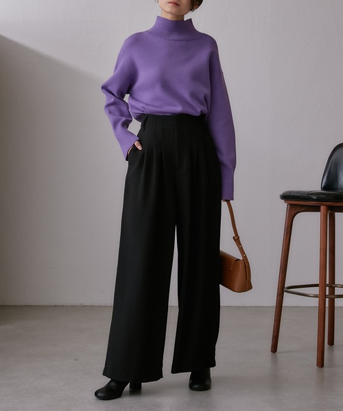 Lui's（ルイス）の「ボリュームタックワイドパンツ（スラックス・レディース・ブルー/ブラック/グレー・FREE）」の17枚目の写真