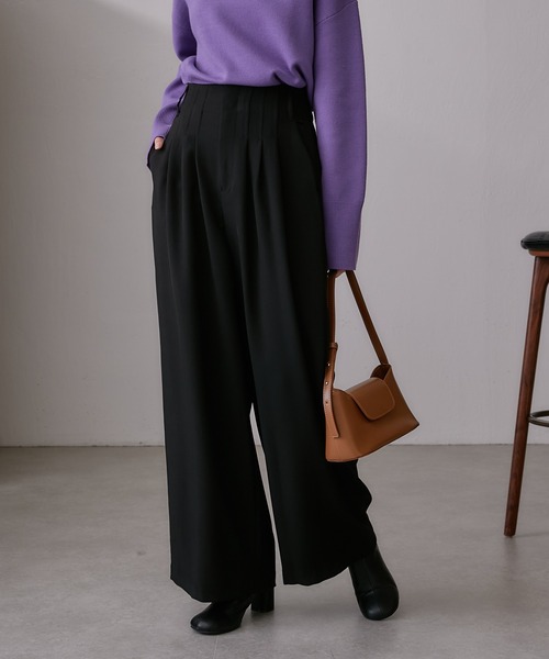 Lui's（ルイス）の「ボリュームタックワイドパンツ（スラックス・レディース・ブルー/ブラック/グレー・FREE）」の20枚目の写真