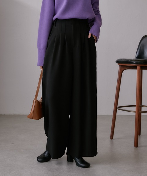 Lui's（ルイス）の「ボリュームタックワイドパンツ（スラックス・レディース・ブルー/ブラック/グレー・FREE）」の19枚目の写真